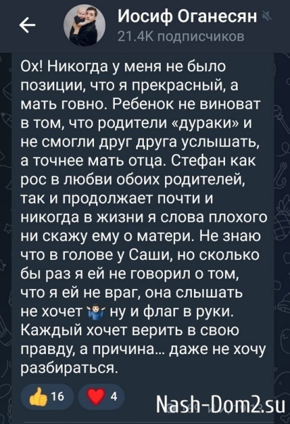 Иосиф Оганесян: Ребёнок не виноват, что родители «дураки»