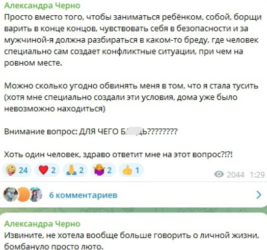 Александра Черно готова была варить борщи, но Оганесян нарушил идиллию новым скандалом