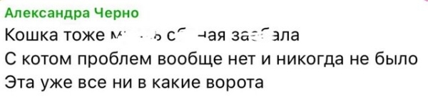 Александра Черно жалуется на плохое поведение сына и кошки