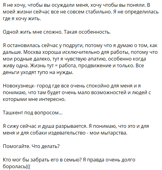 Елизавета Полыгалова отдаёт собаку Боню в хорошие руки