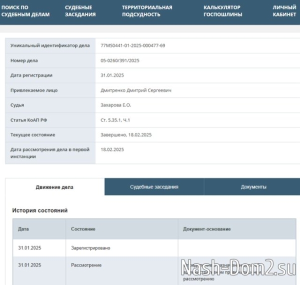 Дмитрия Дмитренко ждут 150 часов обязательных работ