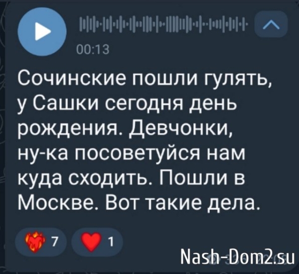 Мысикова стала единственной гостьей на дне рождения Невенченко