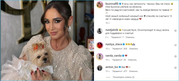 Ольге Бузовой сочувствуют в сети, она потеряла питомца Еву