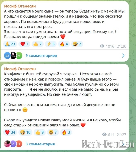 Иосиф Оганесян: Сын теперь будет жить с мамой!