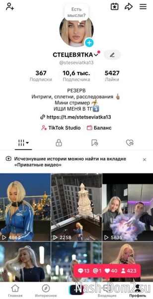 Анастасия Стецевят: Мне снесли аккаунт в ТикТоке