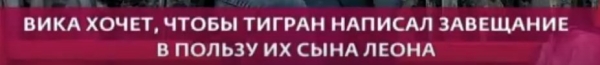 Виктория Салибекова попросила Тиграна написать завещание