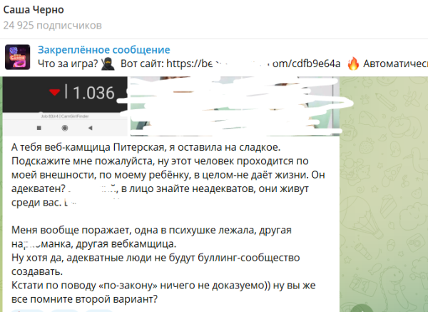 Саша Черно перед выходом интервью обратилась к своему главному хейтеру